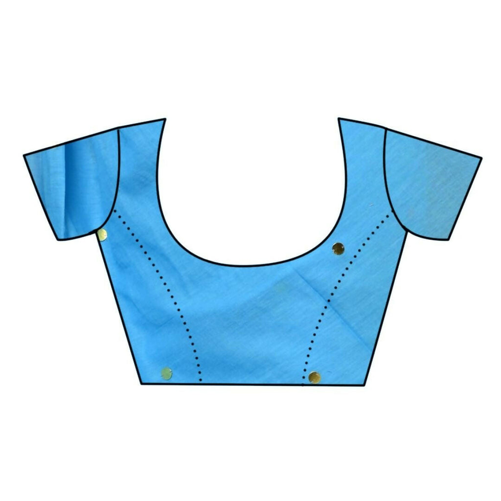 Very Much Indian Pure Mul Cotton Handloom Saree - Sky Blue | Grocsy