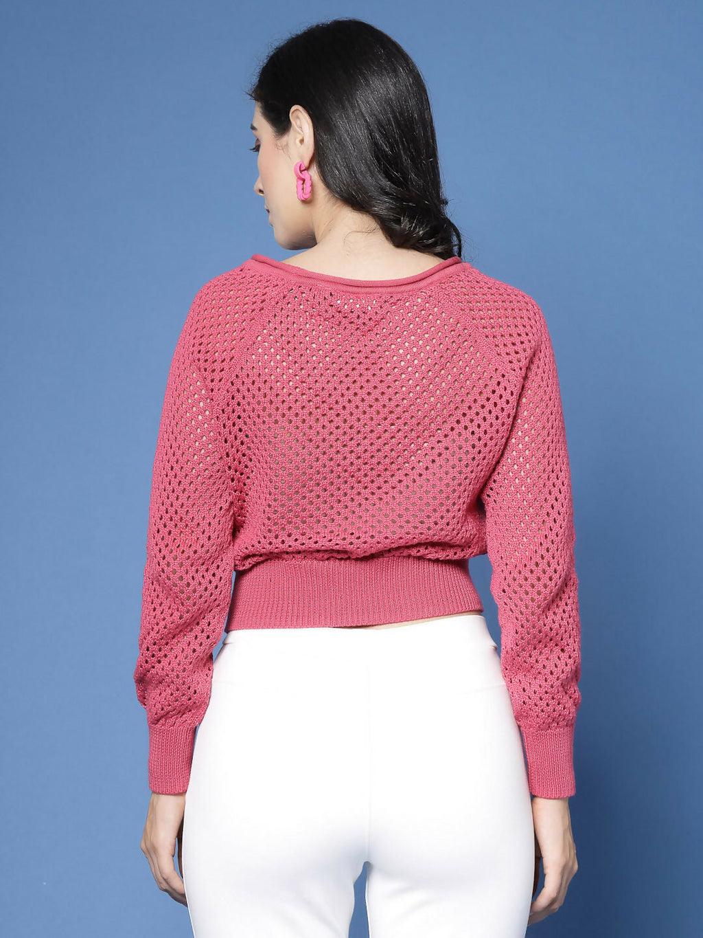 Women Winter Pink Cotton Pullover - Wool Trees | Grocsy