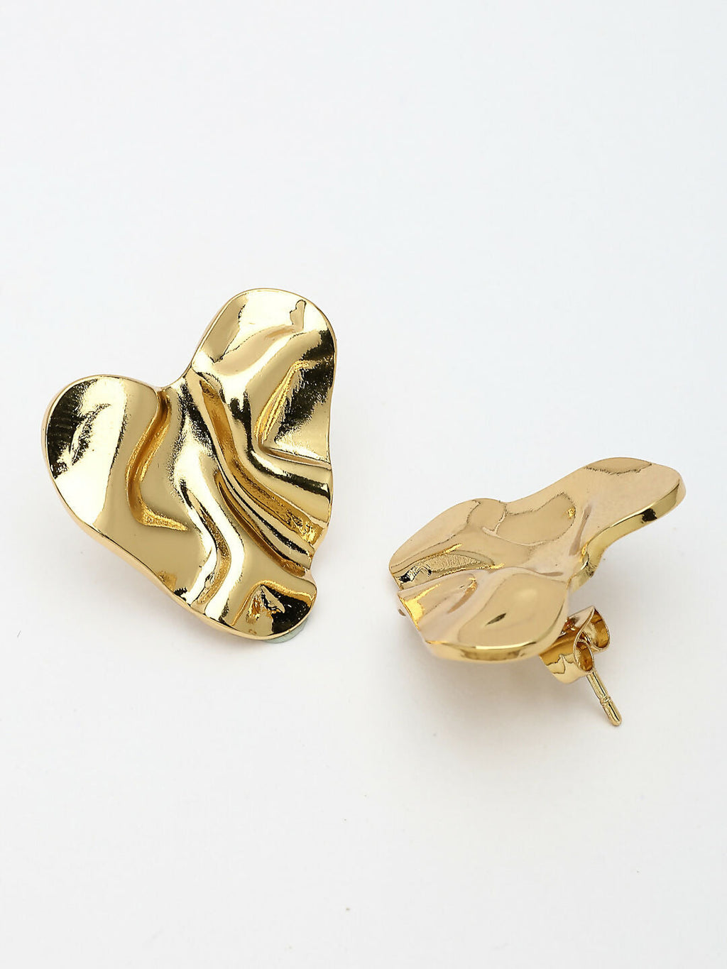 NVR Women's Gold-Polished Heart Shape Stud Earrings