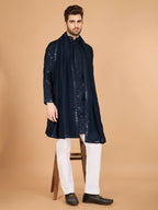 Vastranavya Navy Blue Exclusive Festival Wear Viscose Silk Thread & Sequence Embroidered Work Kurta with Dupatta | Grocsy