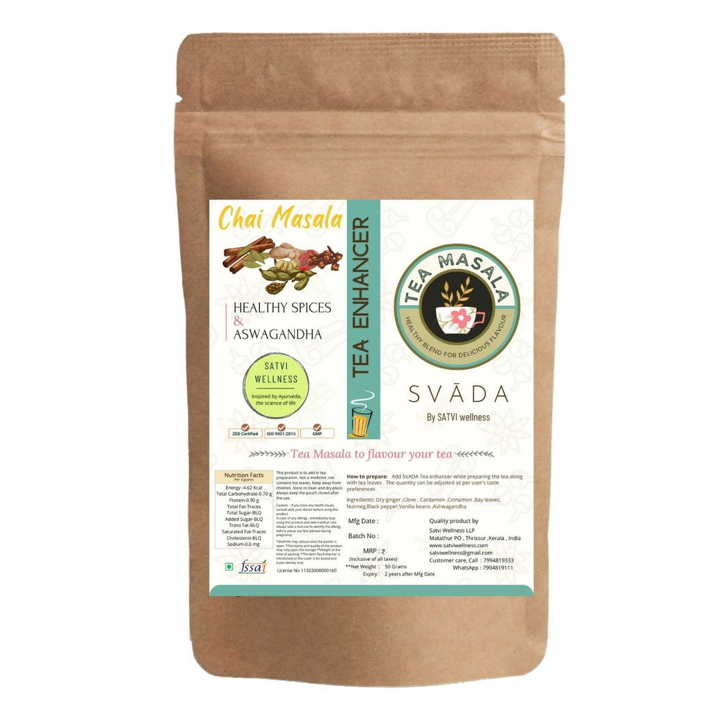 Satvi Wellness Tea masala with Ashwagandha | Ashwagandha tea mix | Satvi Tea enhancer | Grocsy