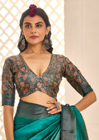 Joban Fashion Satin Silk With Zari Border Green Colored Designer Pallu Saree | Grocsy