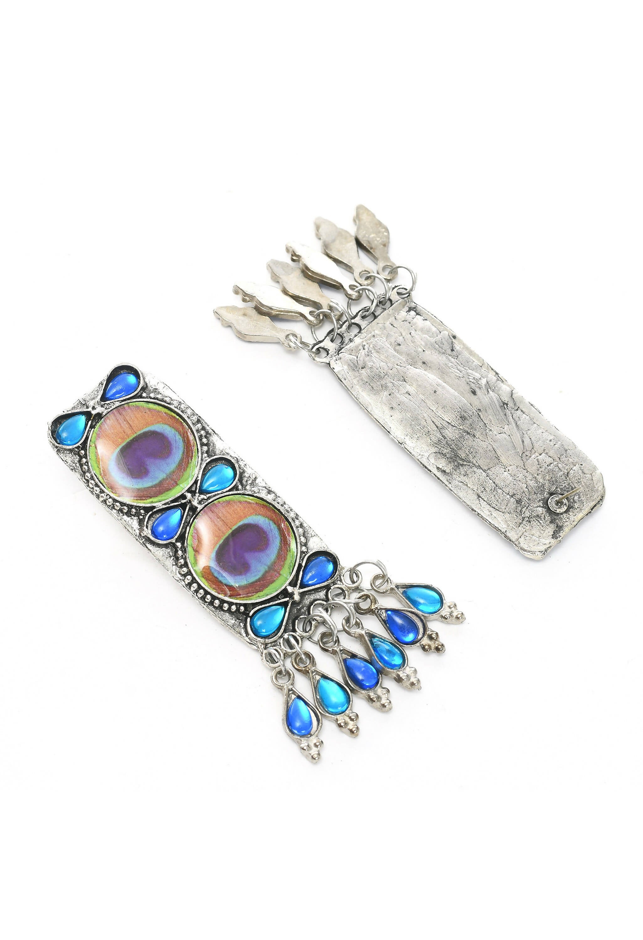 Mominos Fashion Johar Kamal Oxidised Silver-Plated Brass Finish Peacock Wings Choker For Women | Grocsy
