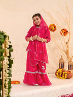 Joban Fashion Girl's Pink Color Sharara Set | Grocsy
