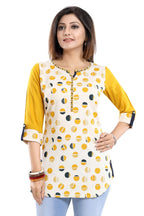 Snehal Creations Cotton Printed Apple-Cut Short Tunic | Grocsy