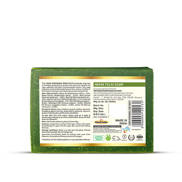 Khadi Organique Neem Tulsi Soap | Grocsy