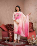 Ethnic Festive Wear Taby Silk White Stitched Suit With Dupatta - Tanisha | Grocsy