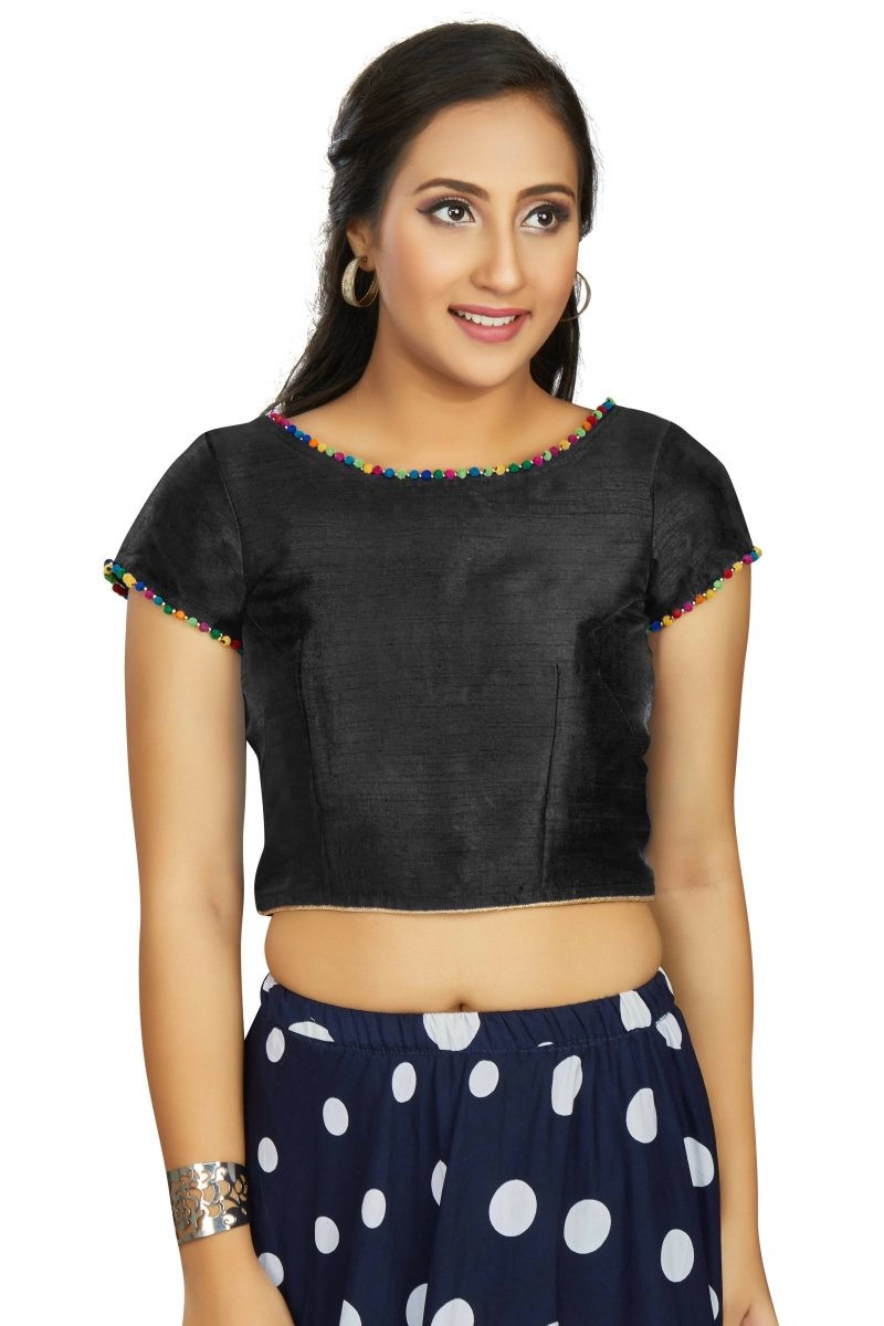Aastha Fashion Women's Black Art Silk Designer Party Wear Readymade Blouse | Grocsy