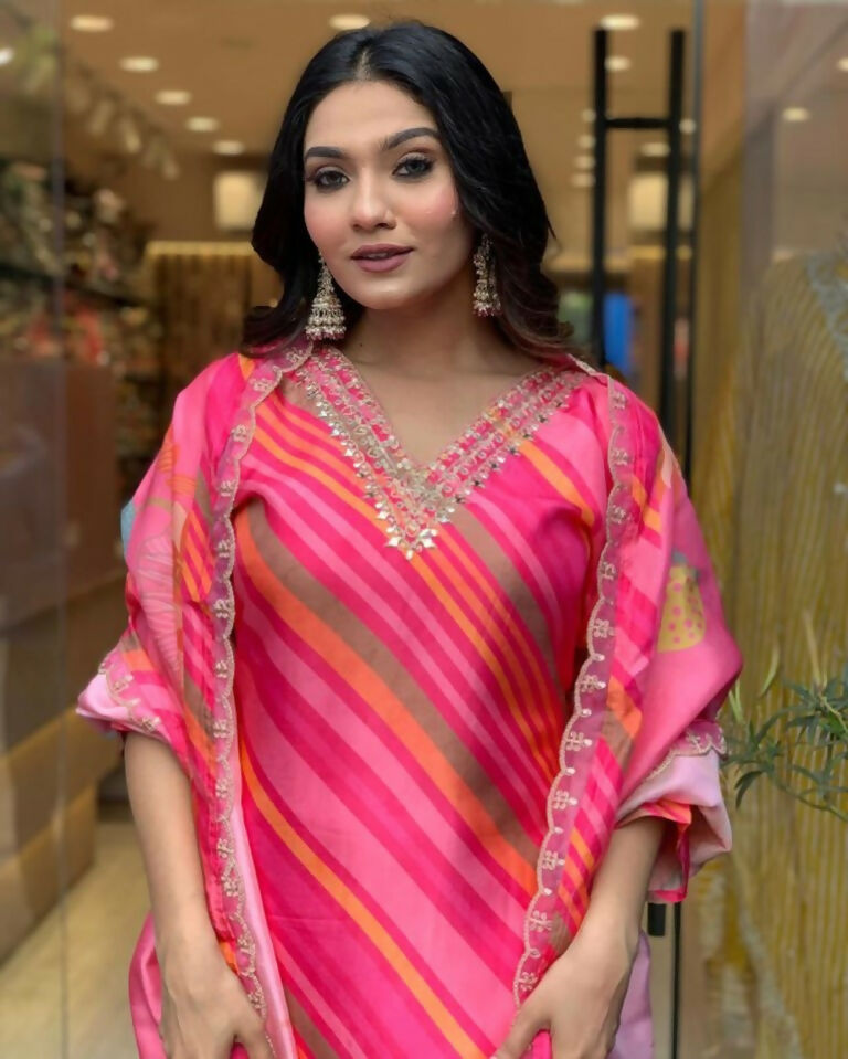 Partywear Designer Pure Russian Silk Pink Stitched Suit With Dupatta - Tanisha | Grocsy