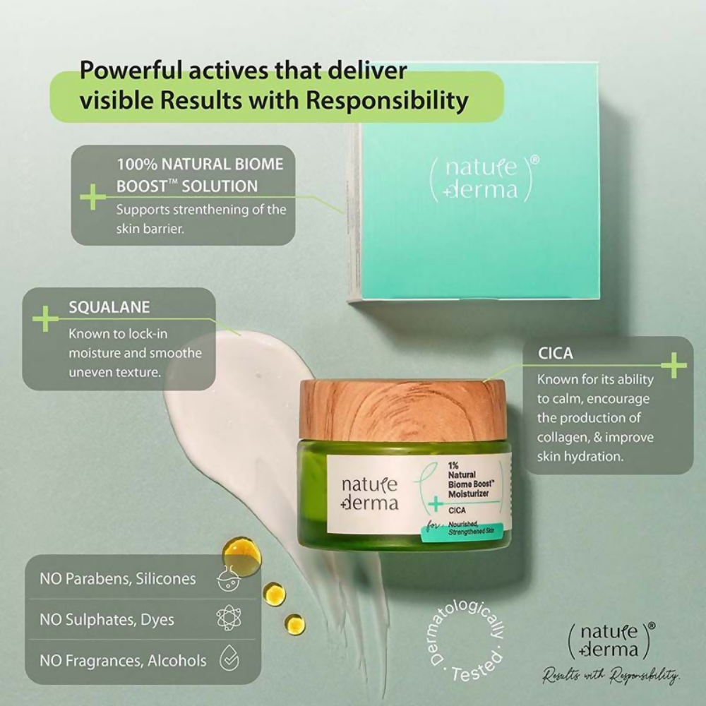 Nature Derma 1% Natural Biome-Boost Moisturizer With CICA | Grocsy