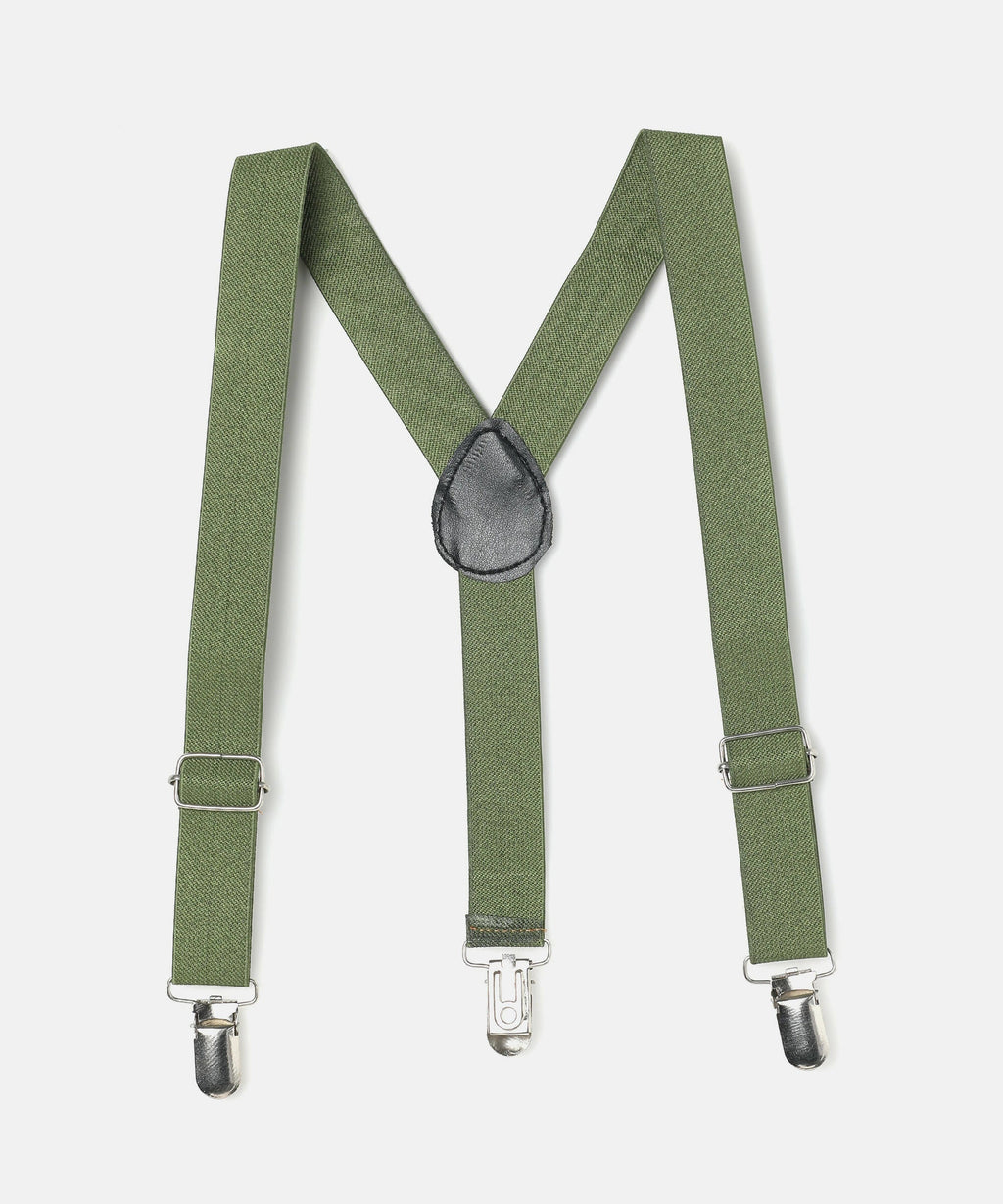 Manet Boys Solid Suspenders - Olive Green | Grocsy
