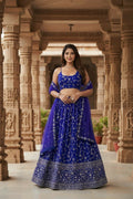 Lehenga Mart Designer Indian Wedding Lehenga Choli-Blue | Grocsy