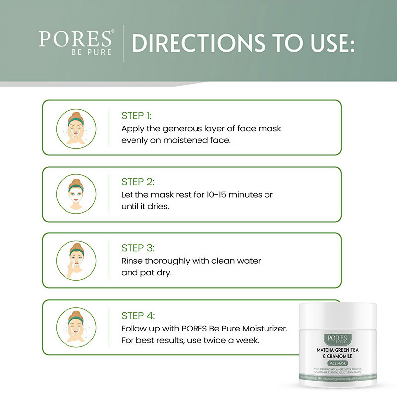 Pores Be Pure Matcha Green Tea Clay Face Mask With Green Tea | Grocsy