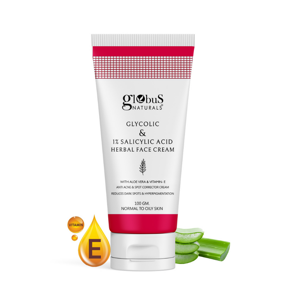 Globus Naturals Glycolic & 1% Salicylic Acid Herbal Anti Acne Face Cream | Grocsy