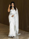 DEIANA'S Beautiful Designer Golden zari Soft Cotton Saree - White | Grocsy