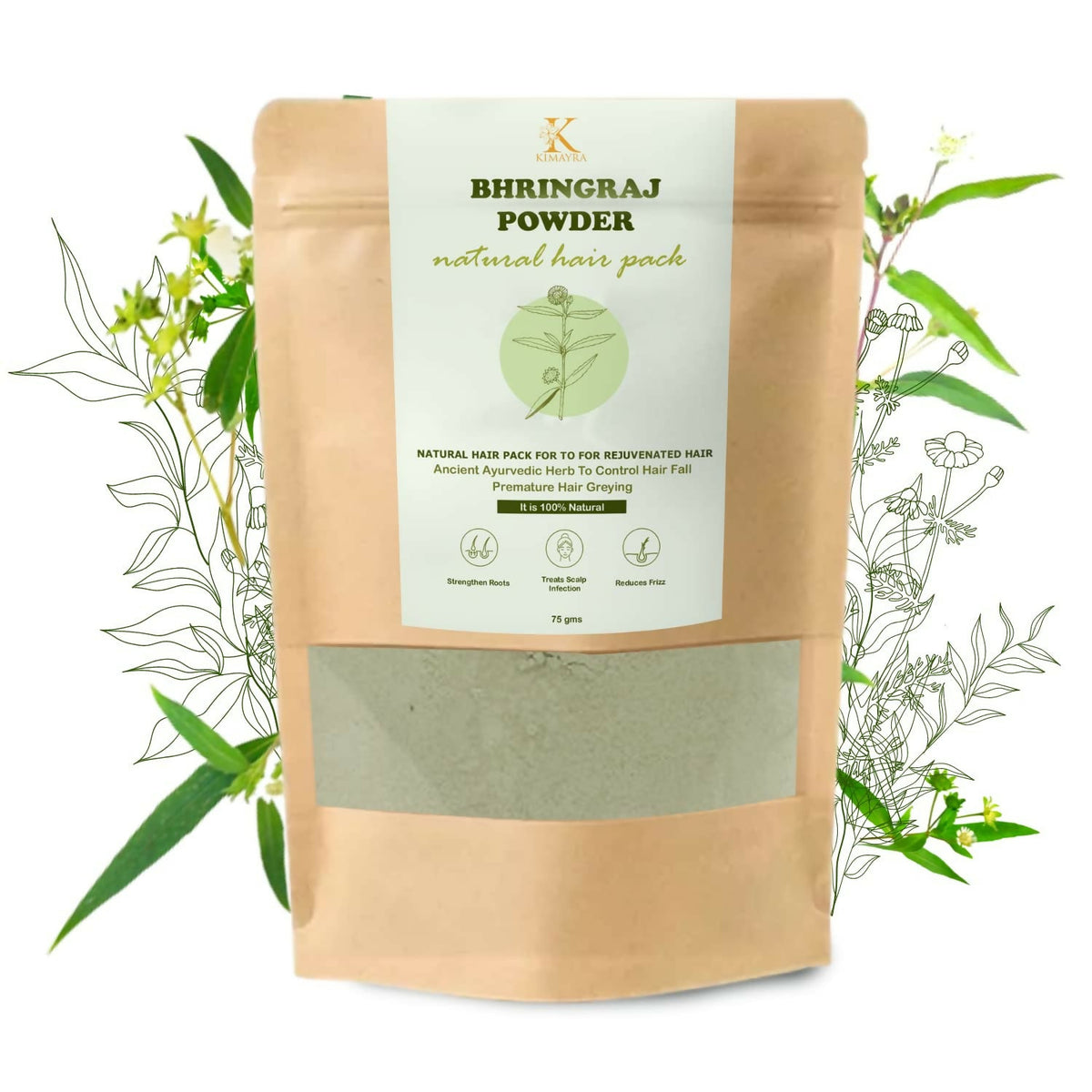 Kimayra Bhringraj Powder For Hair Growth & Reduces Frizz | Grocsy
