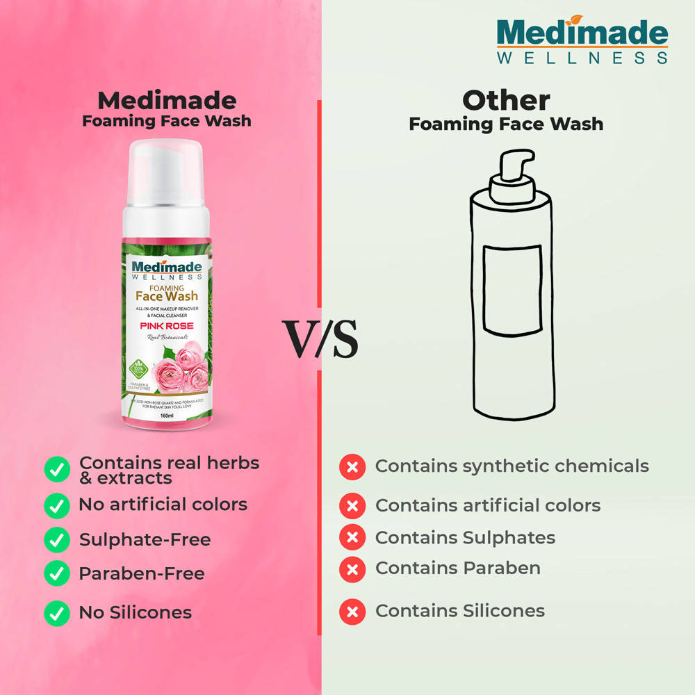 Medimade Wellness Foaming Face Wash With Pink Rose | Grocsy