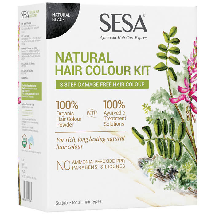 Sesa Ayurvedic Natural Hair Colour Kit Natural Black | Grocsy