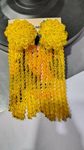 Inhanns Handmade Crystal Waterfall Earrings - Long - Yellow | Grocsy