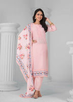 Ethnic Festive Wear Chanderi Viscose Light Peach Stitched Suit With Dupatta - Tanisha | Grocsy