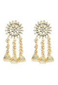 Mominos Fashion Johar Kamal Golden Plated Earrings With Kundan & Pearls