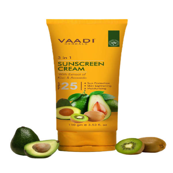 Vaadi Herbals Sunscreen Cream SPF-25 with Extracts of Kiwi and Avocado | Grocsy