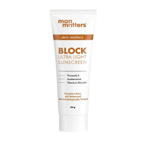 Man Matters BLOCK Ultra Light Sunscreen SPF 30PA+++, UVA, UVB | Grocsy