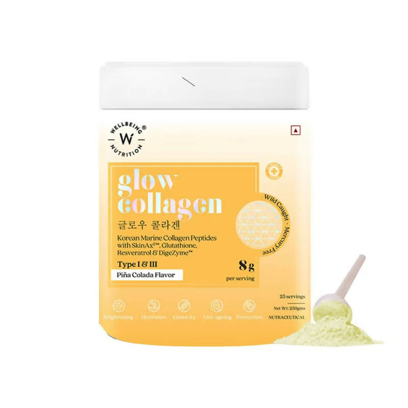 Wellbeing Nutrition Glow Korean Marine Collagen Peptides - Pina Colada Flavor | Grocsy