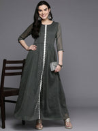Ahalyaa Women's Traditional wear Kurta Set - Grey | Grocsy