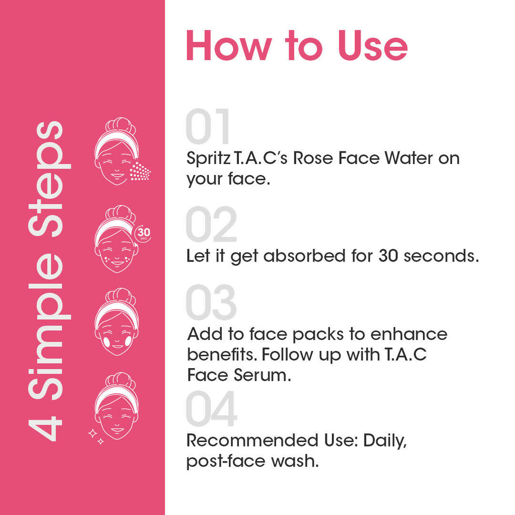 TAC - The Ayurveda Co. Pure Indian Rose Water For Toning & Hydration for Women & Men | Grocsy