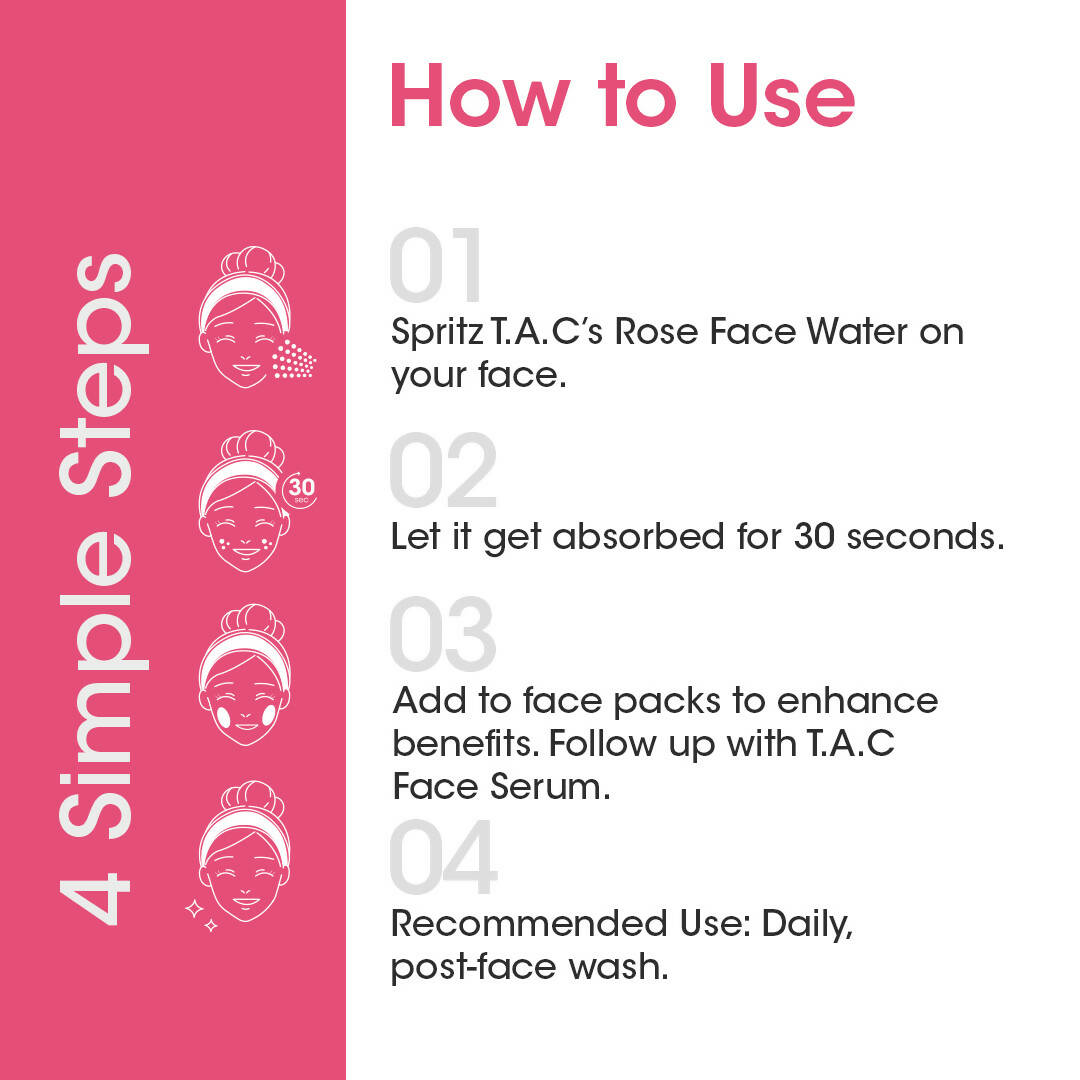 TAC - The Ayurveda Co. Pure Indian Rose Water For Toning & Hydration for Women & Men | Grocsy