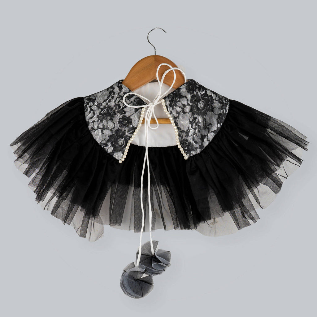 Pink Cow Fashions Black & White Shrug With Frill | Grocsy