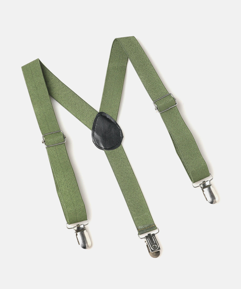 Manet Boys Solid Suspenders - Olive Green | Grocsy