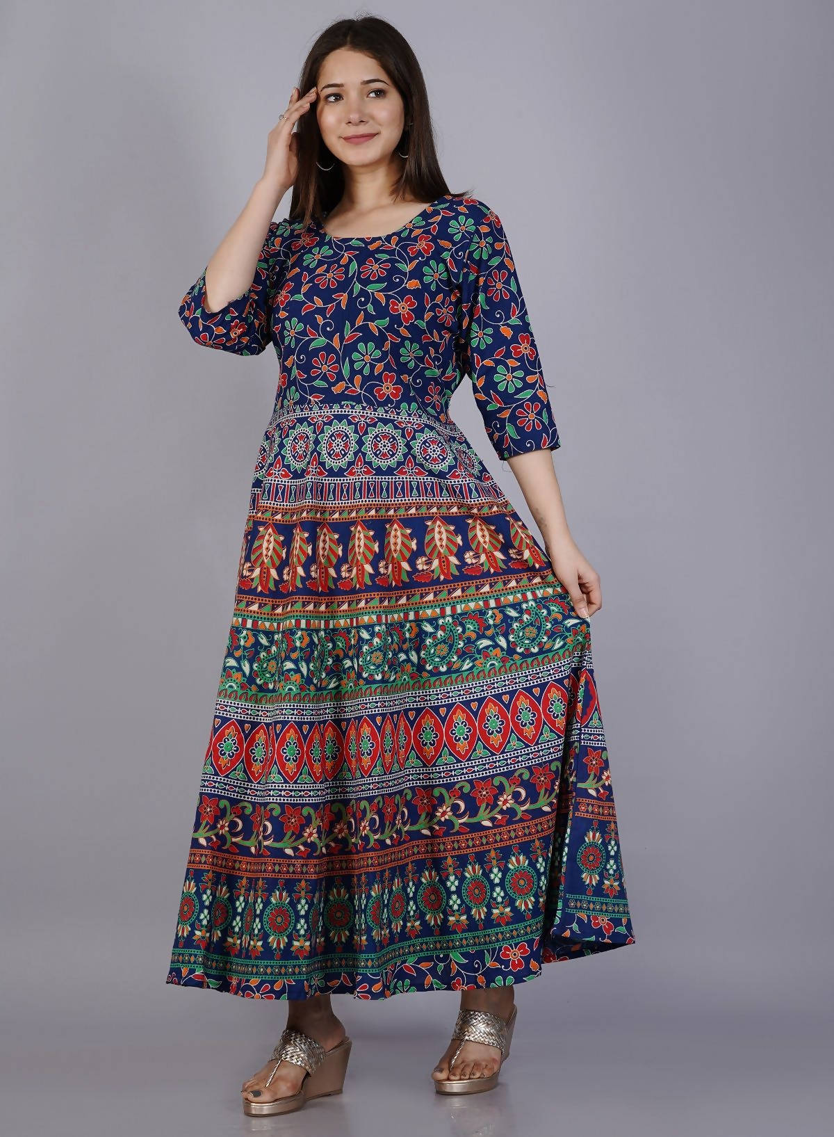 Vamika Multicolor Cotton Printed Party/Casual Wear Kurti (GAM18K) | Grocsy