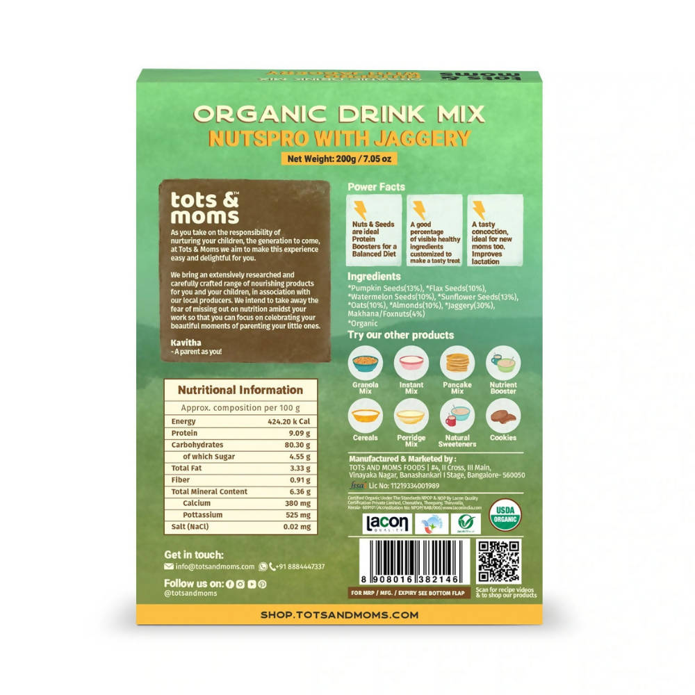 Tots and Moms Organic Nutspro with Jaggery Drink Mix | Grocsy
