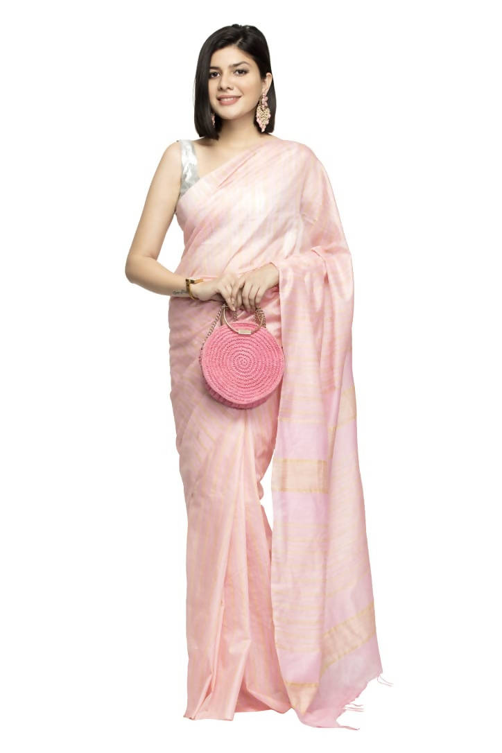 Mominos Fashion Baby Pink Color Bhagalpuri Saree | Grocsy
