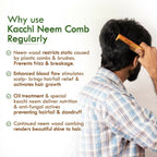 Ivory Natural Dual Tooth Kacchi Neem Comb Infused With Organic Oil For Gentle Detangling And Straightning Hair | Grocsy