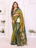Aastha Fashion Pista Green South Soft Silk Zari Weaving Saree | Grocsy