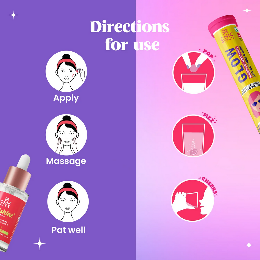 Chicnutrix Everyday Glow Combo - Glow & Outshine, Glutathione & Korean Brightening Serum | Grocsy