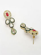 NVR Women's Red & Gold Kundan Studded Handcrafted Jewellery Set | Grocsy