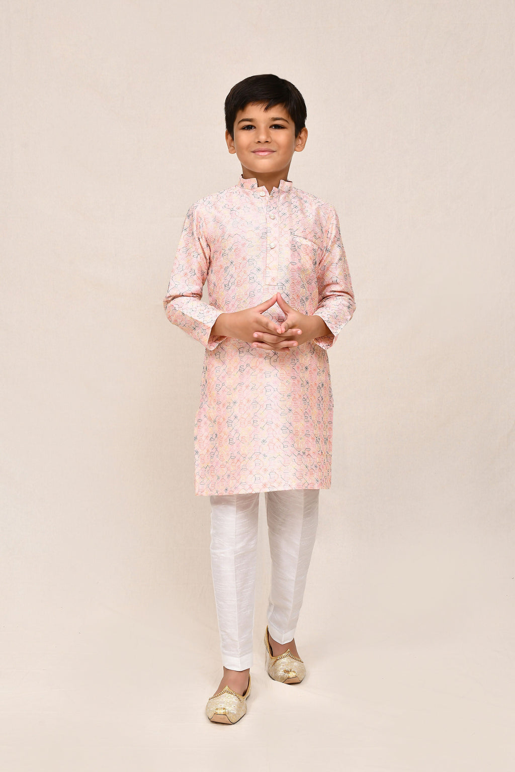 Joban Fashion Art Silk Baby Pink Kurta With Straight Fit Pant | Grocsy