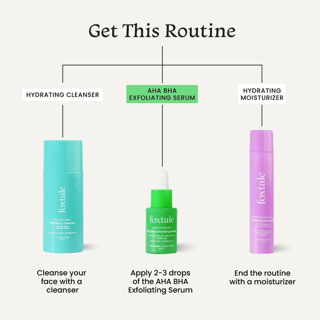 Foxtale 2% Salicylic Acid AHA BHA Exfoliating Serum with Niacinamide, Fights Acne, Reduces Blackheads & Whiteheads, Reduces Excess Oil & Bumpy Texture | Grocsy