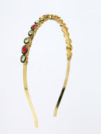 NVR Women's Multi colour Kundan Gold-Polished Embellished Hairband | Grocsy