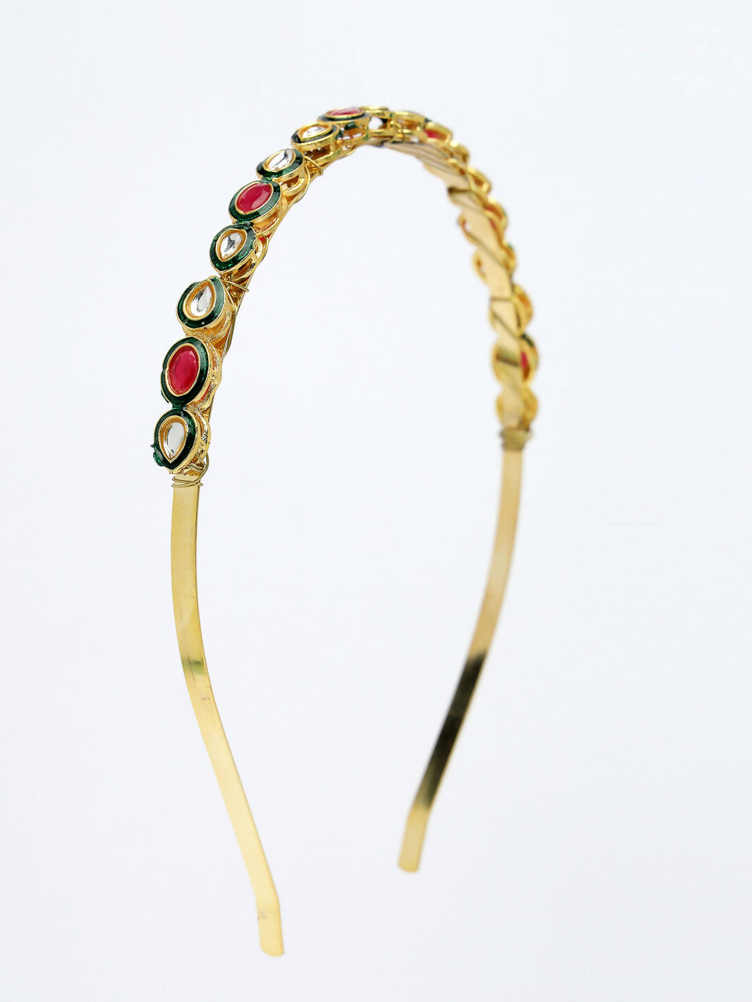 NVR Women's Multi colour Kundan Gold-Polished Embellished Hairband | Grocsy