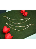 NVR Pearl Studded Classic Gold-Polished 2 Line Ear Chain Ear Cuff | Grocsy