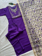 Teeya Creation Womens New Fancy Premium Silk Fabric Kurta Set - Purple | Grocsy