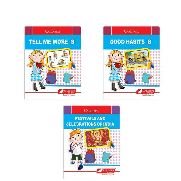 Cardinal General Knowledge Book 2 (Set of 3)|Good Habit B| Festival & Celebration of India| Tell Me More B| Combo Book Set| Ages 3-7 Years | Grocsy