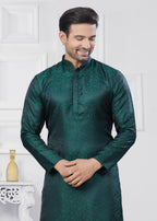 Joban Fashion Men's Jacquard Silk Green Printed Kurta Pyjama set | Grocsy