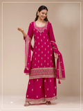 Anaita Red Georgette Stitched Suit with Heavy Embroidery Work | Grocsy