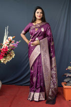 Jyoti Fashion Women's Wine Paithani Silk Zari Woven Saree with Blouse | Grocsy